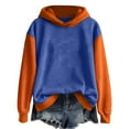 thumbnail image 5 of yoeyez Halloween Hoodies for Women Pumpkin Raglan Sleeve Hooded Sweatshirts Color Block Fall Fashion Pullover Tops Blue,XXL, 5 of 6