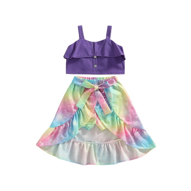 EYIIYE 1-6 Years Kid Girl Summer Clothes Set Sleeveless Buttons