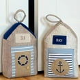 thumbnail image 3 of Coastal Cabana Soft Door Stops, Jute, Cotton, Loop Tops, Weighted, 11.75 Inches, House Shaped with Anchor and Lifesaver Fabric Embellishments, 3 of 6