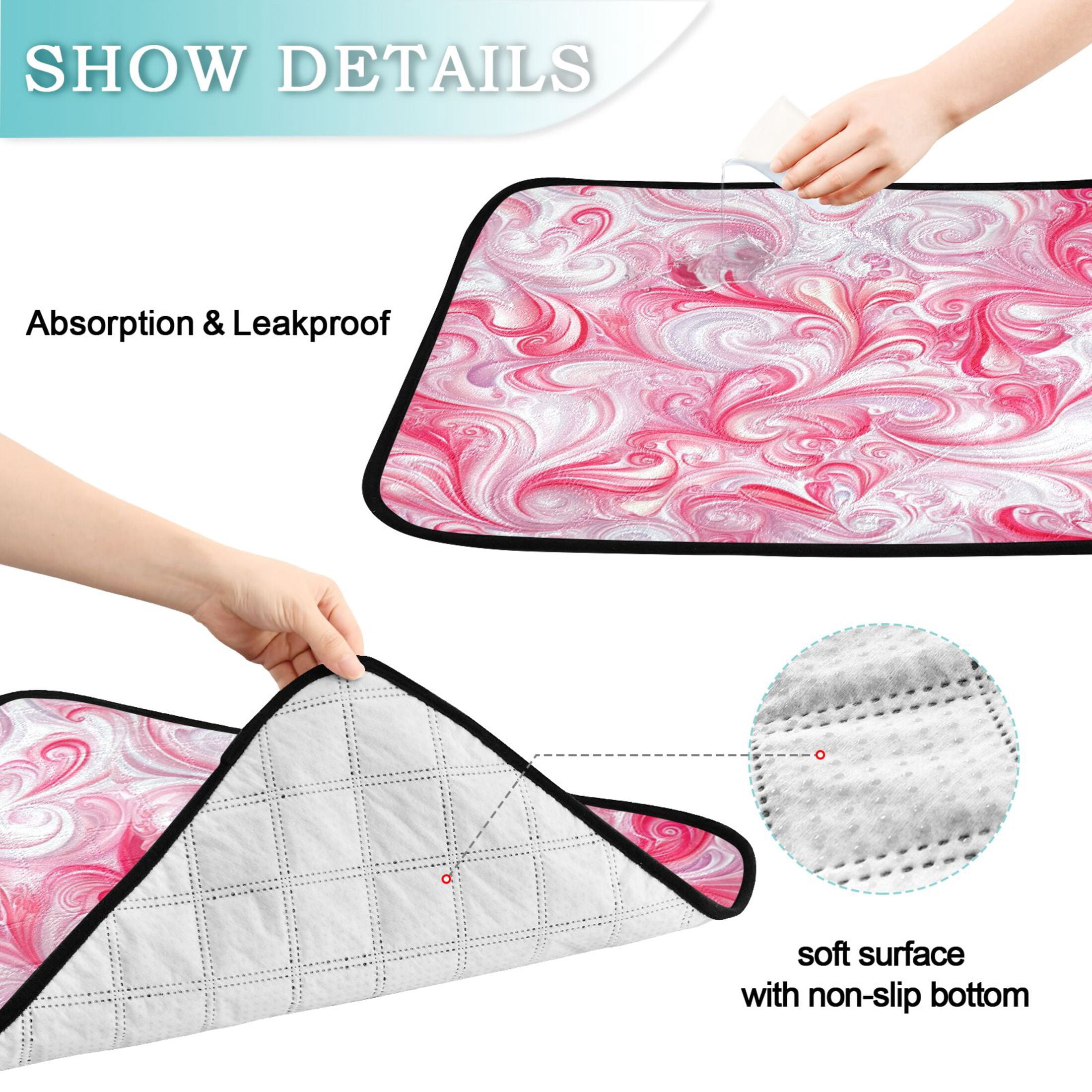 Washable Pet Pee Pads with Super Absorbent Reusable Training Pads for Dogs & Cats Red Intricate Swirls