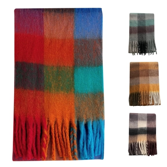 Women Fall Winter Scarf Classic Tassel Plaid Scarf Warm Soft Large Blanket Wrap Shawl Scarves Winter Scarves