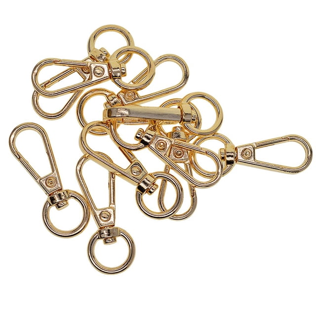 10 broches metálicos giratorios con ganchos de presión y anillo de 11 mm de ancho interno, color plateado dorado