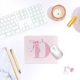 thumbnail image 2 of Coquette Trendy Initial D Pink Bow Mouse Pad,Personalized Pink Desk Mat Teen Girl Gifts,Monogrammed Gifts for Women,Pink Mouse pad for Desk Home Office Gaming Working,9x8 inches, 2 of 3