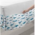 thumbnail image 2 of Whale Bed Skirt, Nautical Animals Pattern in Doodle Style Hand Drawn Aquatic Mammal, Elastic Bedskirt Dust Ruffle Wrap Around for Bedding Decor, 4 Sizes, Slate Blue White, by Ambesonne, 2 of 2