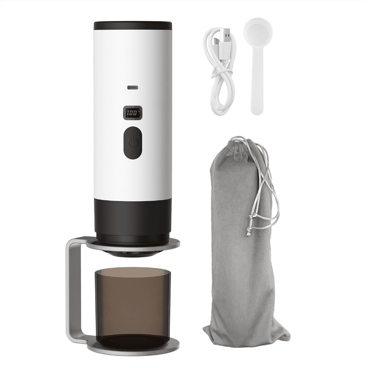 Portable Espresso Coffee Maker - Electric Self-Heating 2-in-1 Machine for Travel, Car & Hiking - Fast Brew Anywhere