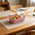 thumbnail image 4 of Plastic Woven Storage Baskets, Small Pantry Baskets for Organizing, Imitation Rattan Woven Basket Organizer Basket Bins for Shelves, Organizer and Storage for Bathroom, Bedrooms, Kitchens, Pink, 4 of 6