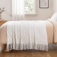 thumbnail image 5 of Battilo White Throw Blanket,Lightweight Cream Throws for Sofa Couch Bed,Boho Knit Blanket,50"x60", 5 of 8