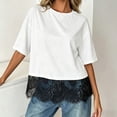 thumbnail image 2 of RMGVDSD Womens Summer Tops Lace Round Neck Loose Fit Casual Tee Shirts Basic T-Shirts Top Soft Comfortable Breathable Blouses Stylish Tee Shirts, 2 of 9