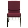 thumbnail image 6 of BizChair 4 Pack 18.5''W Church Chair in Burgundy Patterned Fabric with Book Rack - Gold Vein Frame, 6 of 7