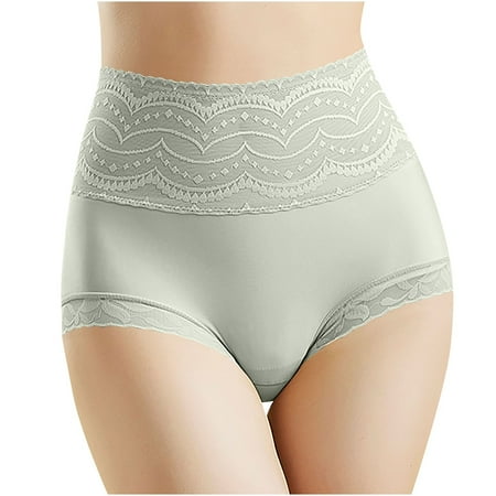 Arnsht Women s Briefs Underwear Cotton High Waist Tummy Control Panties Soft Breathable Rose Jacquard Ladies Panty Green XL