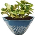 thumbnail image 2 of India Meets India Ceramic Flower Pot Planter Indoor Outdoor Planter Handicraft by Awarded Indian Artisan (Blue, Set of 3), 2 of 5