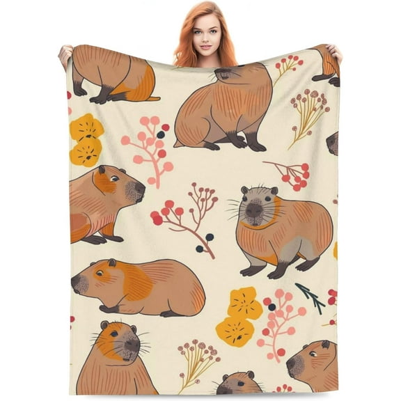Cute Capybara Blanket Gifts for Kids Girls Boys Soft Warm Lightweight Cozy Cartoon Animal Throw Blankets for Bed Sofa Living Room Couch Home Decor 50x60