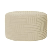 CoudarTitie Ottoman Cover Round Round Ottoman Storage Cover for Bedroom Footrest Ottoman Beige