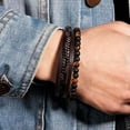 thumbnail image 3 of K-KED Natural Tiger's-Eye Beads Men's Bracelet Hand Woven Multilayer Leather Bracelet-lasurite +Grinding sand 21cm, 3 of 9