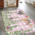 thumbnail image 2 of Hallway Runner Rugs 2.7x5 Ft, Spring Easter Non Slip Area Rugs for Kitchen Bedroom Entryway, Watercolor Floral Eggs Rabbits Leaf Pink Plaid Washable Carpet Runner Rug Floor Mats for Bedroom, 2 of 8