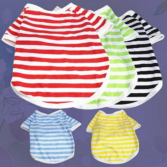 Manunclaims Dog Shirt Striped Dog T-Shirts Pet Stretchy Clothes Puppy Short Sleeves Shirts Cat Tank for Small Dogs