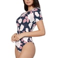 thumbnail image 2 of Naloa Leaves Flower Women's Short-Sleeved Onesie, One-Piece Swimsuit for Parties, dates, clubs - XX-Large, 2 of 9