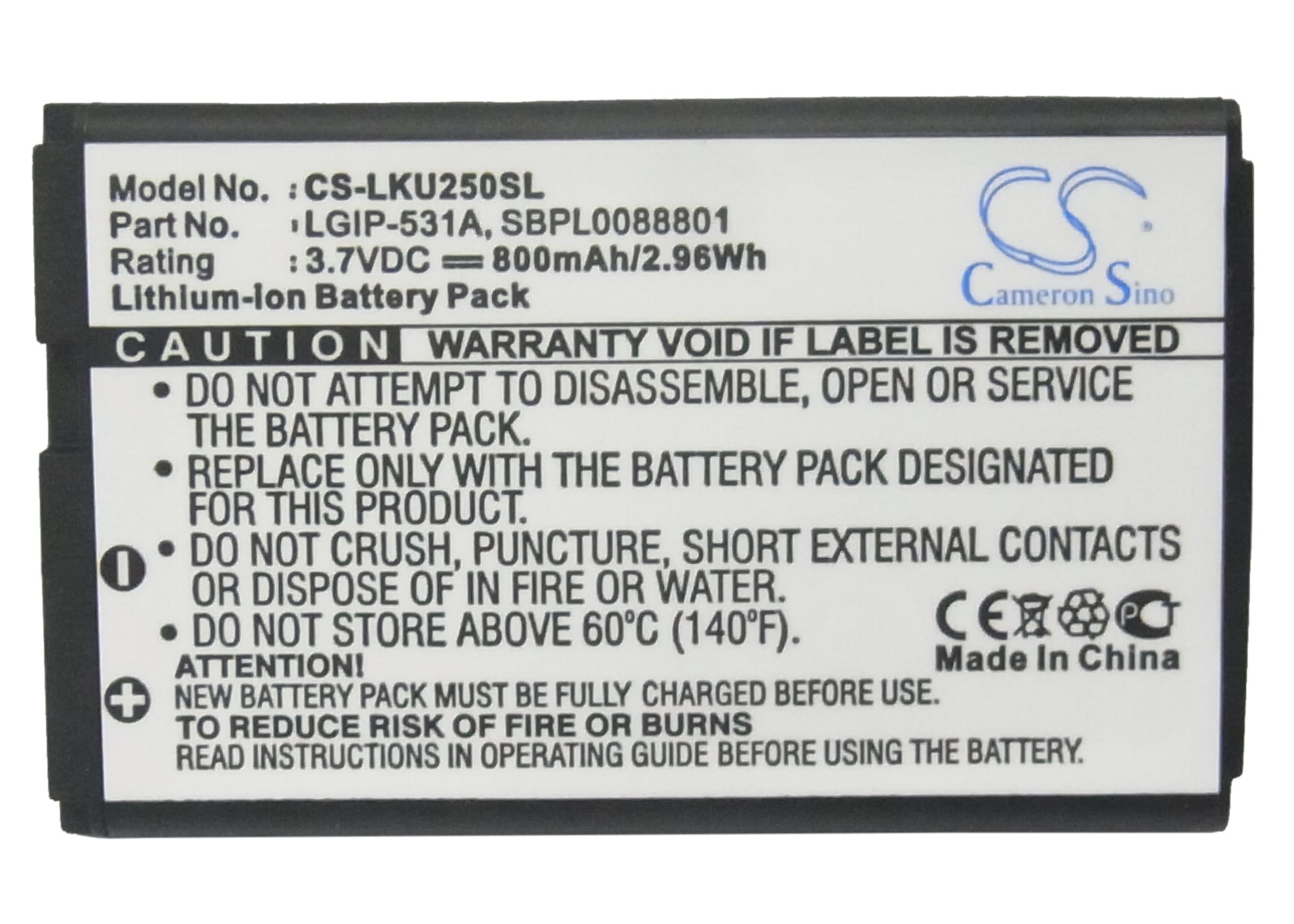 Batteria LGIP-531A 950mAh Per LG Envoy 2/3, T-Mobile B450, Cricket B460, AT&T B470 - 2