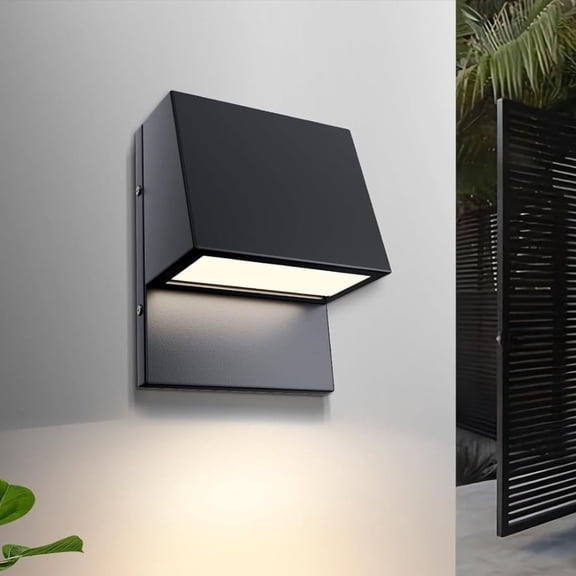 KPUY 15w Modern Outdoor LED Wall Light, 8 inch Waterproof Matte Black Wall Lamp Fixture for Porch, Garden, Garage, Yard, Pathway, Patio, Walkway, Front Door