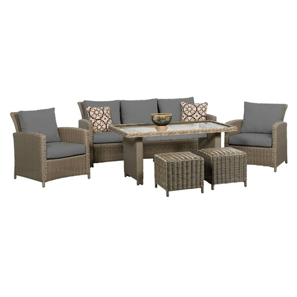 Oakmont 6PC jeu de conversation en table haute avec de coussin gris