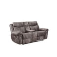 thumbnail image 2 of Steve Silver Nashville Faux Suede Glider Reclining Loveseat with Console, Gray, 2 of 9