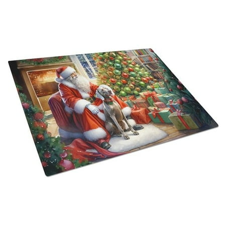 

15 x 12 in. Unisex Weimaraner & Santa Claus Glass Cutting Board