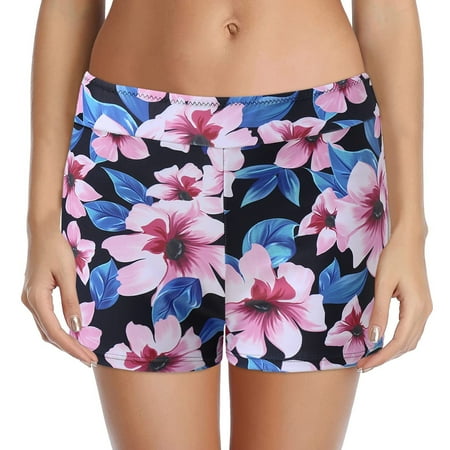 High Waisted Swimsuit Bottoms For Women Tummy Control Retro Women High Waist Bikini Bottoms Floral Print Swim Briefs Beach Shorts Swim Trunks Pink M