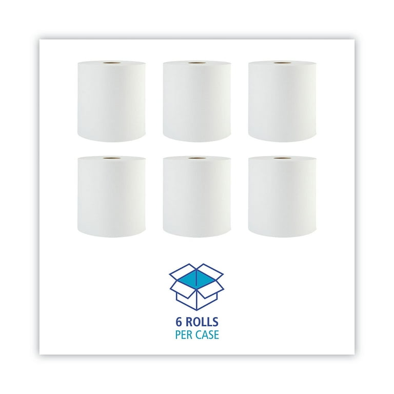 Boardwalk Hardwound Paper Towels, 8 x 800ft, 1-Ply, White, 6 Rolls/Carton