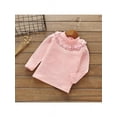 thumbnail image 2 of Kids Girls Long Sleeve Soft Casual Ruffle Neck Solid T-Shirt Tops Clothes, 2 of 4