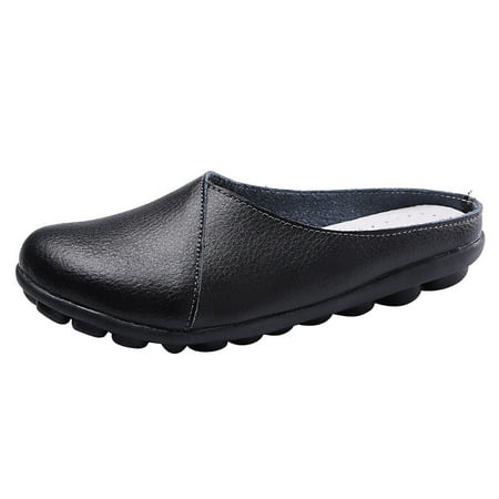 

Pyhlmscde Womens Sandals Slip On Mules Shoes Closed Toe Flat Heel Backless Slippers Loafers Summer Casual Shoes