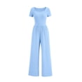 thumbnail image 1 of Mono de Pierna Ancha para Mujer PRETTYGARDEN Cuello Cuadrado M Azul Claro, 1 of 8