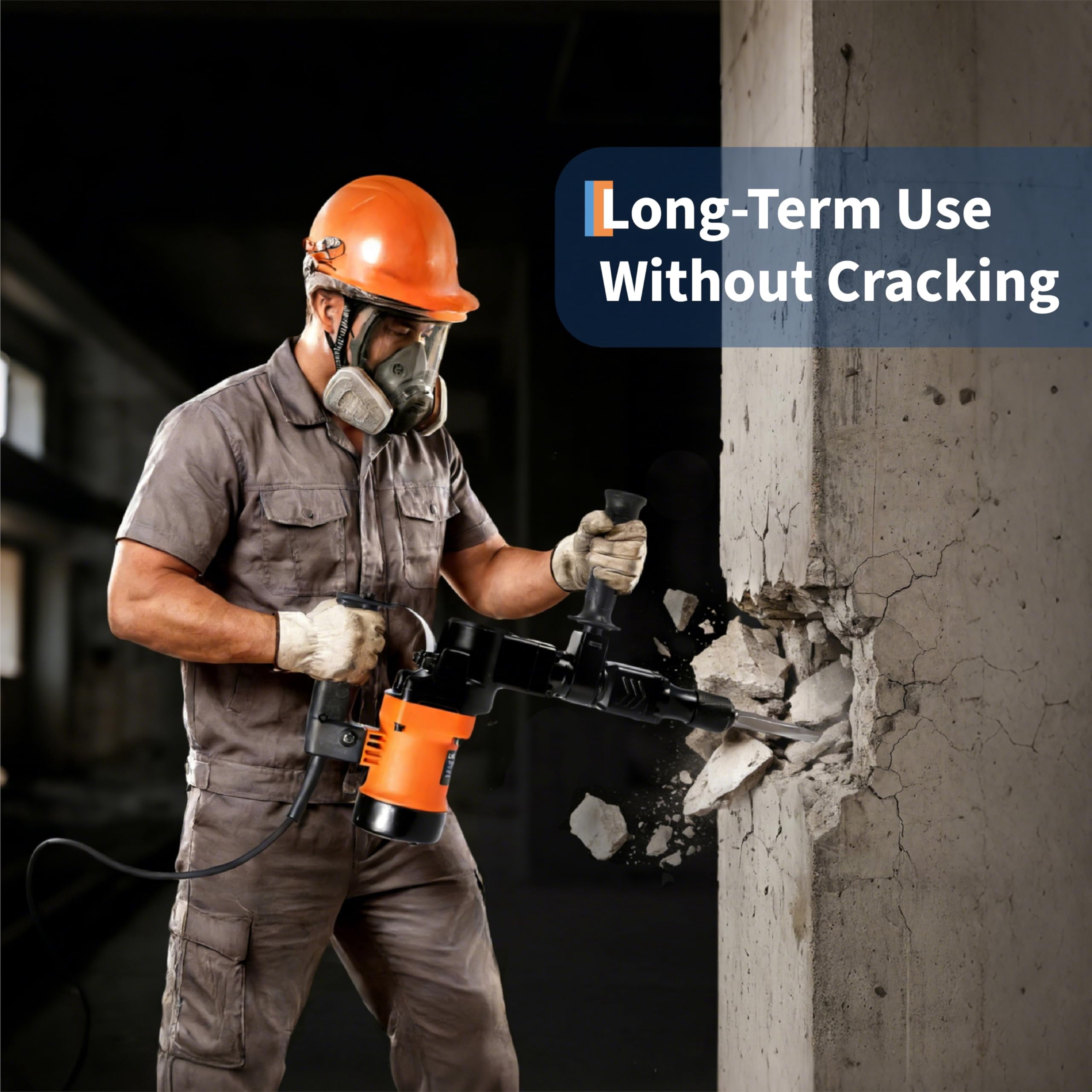 Demolition Jack-Hammer,1400W Electric Jackhammer Heavy Duty with 2 Bits 360 Degree Swiveling Handle Carrying Case Gloves for Trenching and Breaking Holes