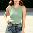 thumbnail image 5 of akafmk Teen Girls Tank Tops Ribbed Knit Crop Tops Slim Crewneck Casual Summer Sleeveless Tops 9-14 Years, 5 of 7