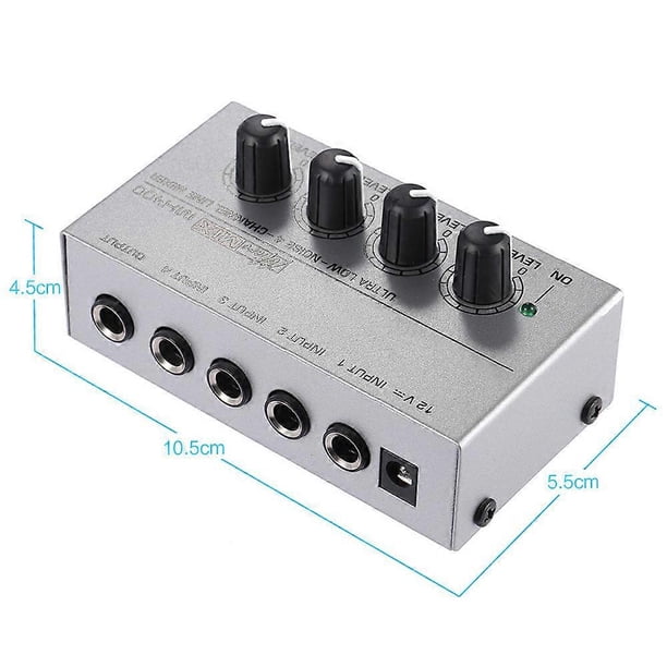 MX400 Ultra-compact Low Noise 4 Channels Line Mono o Mixer with Power Adapter