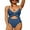 Blue, variant on Women's Sexy Ruffled V Neck Bathing Suits Monkini Cross Tied Slimming One Piece Swimwear