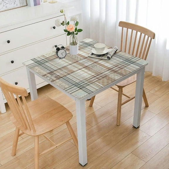 HAOXIT Table Cloth Square Checkered Wipeable Oilcloth s for Table Cover 44''x44''
