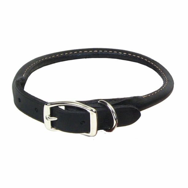 Collar para perro Coastal Circle T de piel curtida de roble negro 1,6 x 41 cm