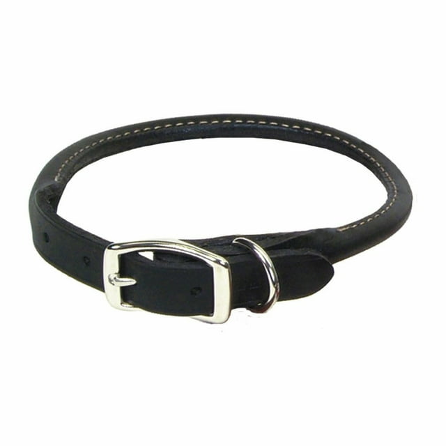 Collar para perro Coastal Circle T de piel curtida de roble negro 1,6 x 41 cm
