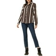thumbnail image 2 of INSPIRE CHIC Women's Button Down Roll-up Long Sleeves Lapel Collar Shirts L Brown, 2 of 6