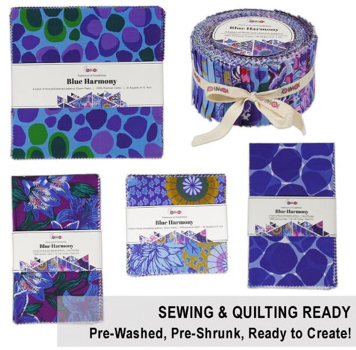 Soimoi Jelly Roll Fabric Strips for Quilting, Precut Fabric for DIY, 40 Strip Assorted Bundle, Jelly Roll For Scrapbooking, Perfect Quilting Fabric for Sewing, Craft, Home Decor, Rug - Blue Harmony