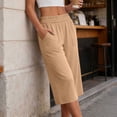 thumbnail image 3 of Bloomae Women's Capri Pants Lightweight Loose Fit Casual Palazzo Capris Elastic High Waisted Wide Straight Leg Comfy Lounge Cropped Trousers with Pockets, 3 of 5