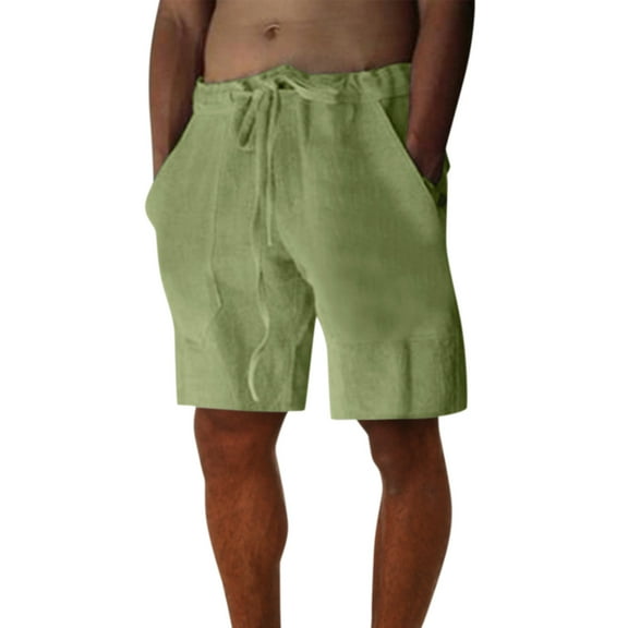 Sngxgn Mens Casual Shorts Drawstring Elastic Waist Cotton Shorts(Green,XXL)