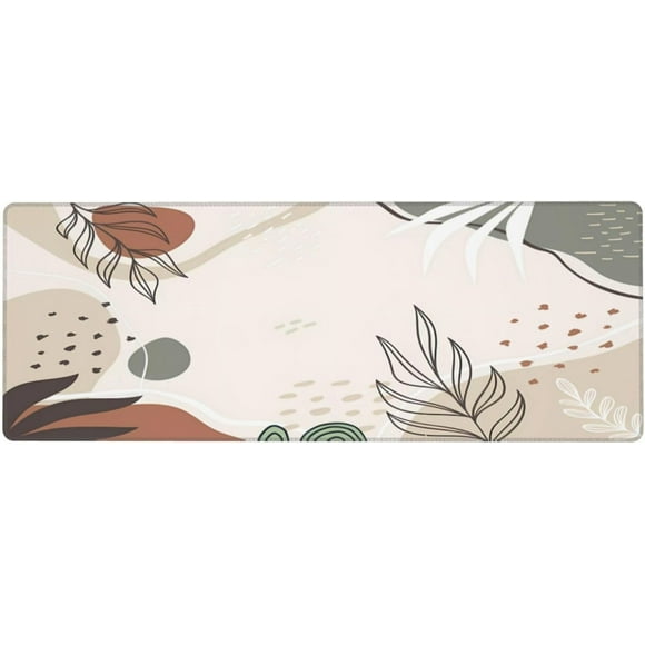 Tapis de Souris d'Ordinateur Boho Leaf Grand Étendu TG avec Bords Cousus et Base Antidérapante Idéal pour Bureau et Gaming Tapis de Clavier Améliorez le Style de Votre Bureau (31.5"x11.8 Pouces)