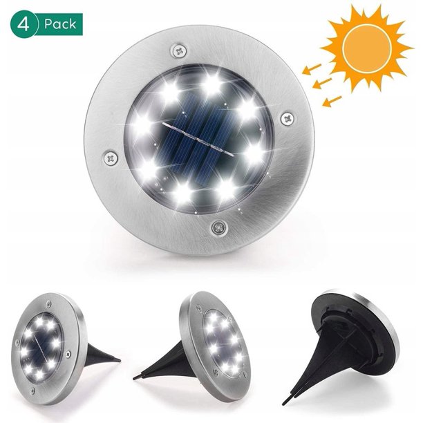 Luz solar iluminación exterior 10LED luz subterránea 4 piezas de luz blanca