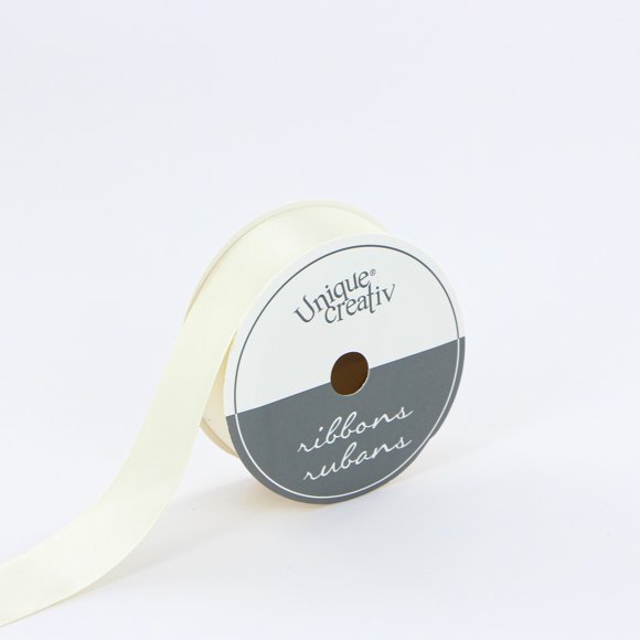 UNIQUE CREATIV Satin Ribbon Antique blanc 25 mm (0.98 in) × 5.5 m (⅞ in × 6 yd), 5.49 m (18 ft)