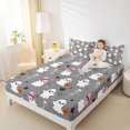 thumbnail image 2 of Manfei Halloween Ghost Print Fitted Sheet Full,Vintage Gothic Bat Bed Set,3-Piece,1 Fitted Sheet and 2 Pillowcases, 2 of 6