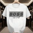 thumbnail image 1 of Camiseta casual de manga corta con cuello redondo y estampado de la letra BOSS para hombre, 1 of 6