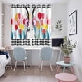 thumbnail image 4 of Spring Easter Kitchen Curtains Window Panels, Colorful Flowers Tulips Bunny Lattice Insulated Window Treatment Curtain, Grommet Curtains for Bedroom/Living Room/Bathroom, 2 Piece 52"Wx72"L, 4 of 8