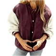 thumbnail image 2 of UQJfacai Corduroy Jacket Women Fuzzy Sherpa Long Sleeve Button Down Winter Coats Color Block Patchwork Warm Casual Outerwear with Pockets, 2 of 9