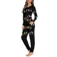 thumbnail image 2 of FKELYI Colorful Lights Women Pajamas 2 PCS Lightweight Women Christmas Pajamas Size L Elastic Long Sleeve Women Pjs,Christmas Gift, 2 of 5